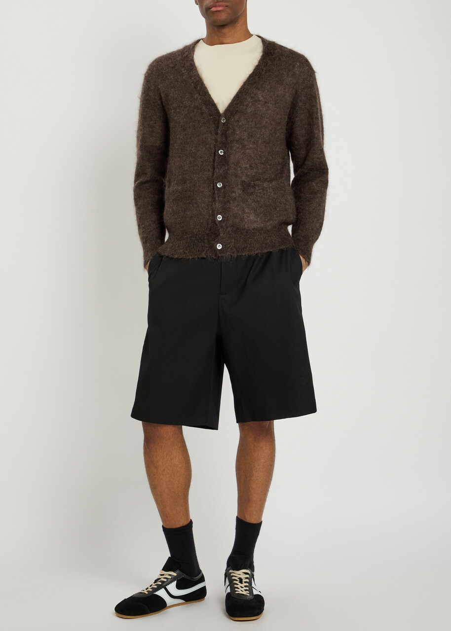 Vowels V-neck Mohair-blend Cardigan Brown