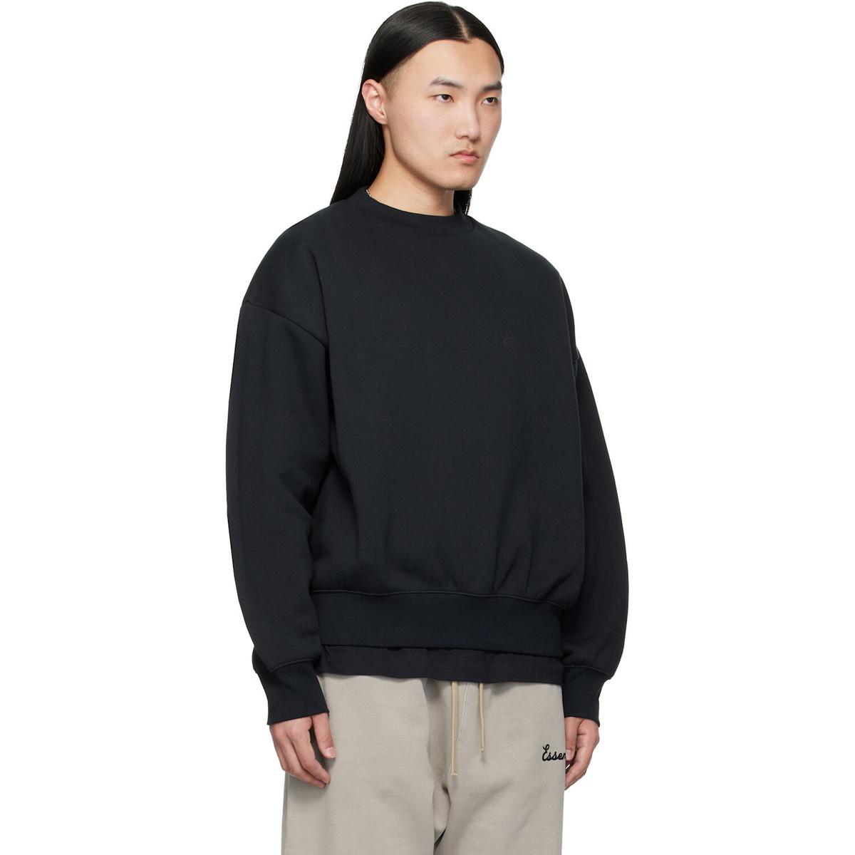 Fear of God ESSENTIALS Black Classic Crewneck Sweatshirt