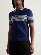 Wales Bonner - Dawn Slim-Fit Striped Knitted Polo Shirt - Blue