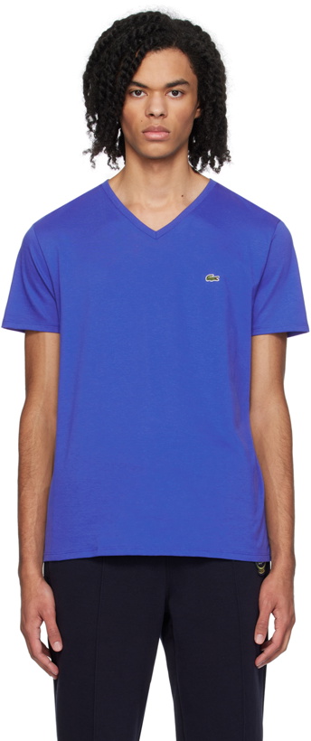 Photo: Lacoste Blue V-Neck T-Shirt