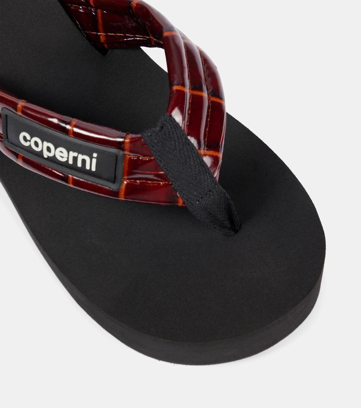Coperni Logo leather platform thong sandals