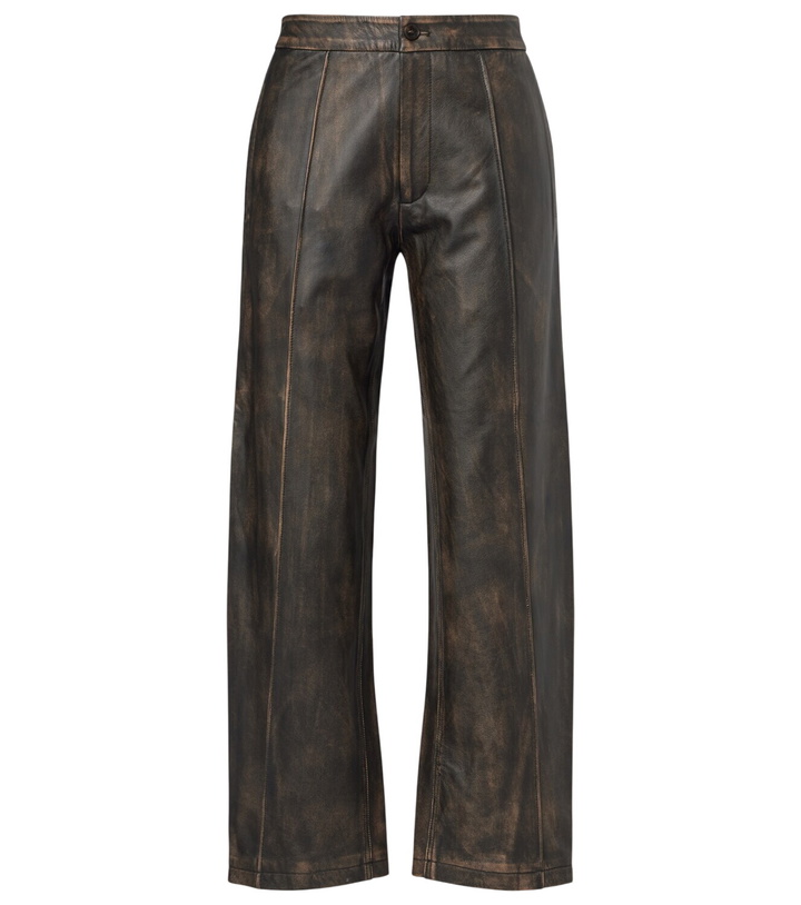Photo: Jacques Wei High-rise leather wide-leg pants