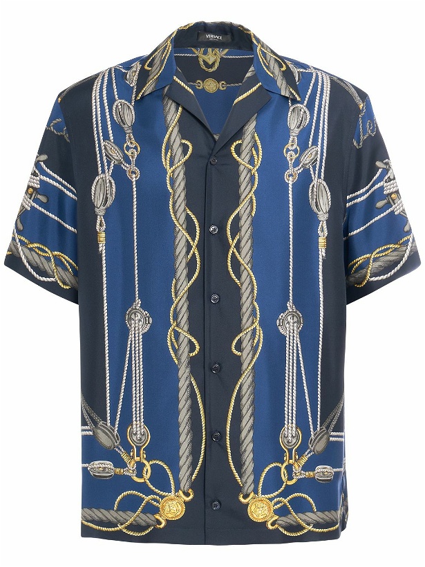 Photo: VERSACE - Nautical Printed Silk Short Sleeve Shirt