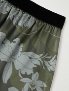 TOM FORD - Floral-Print Velvet-Trimmed Silk-Satin Boxer Shorts - Green