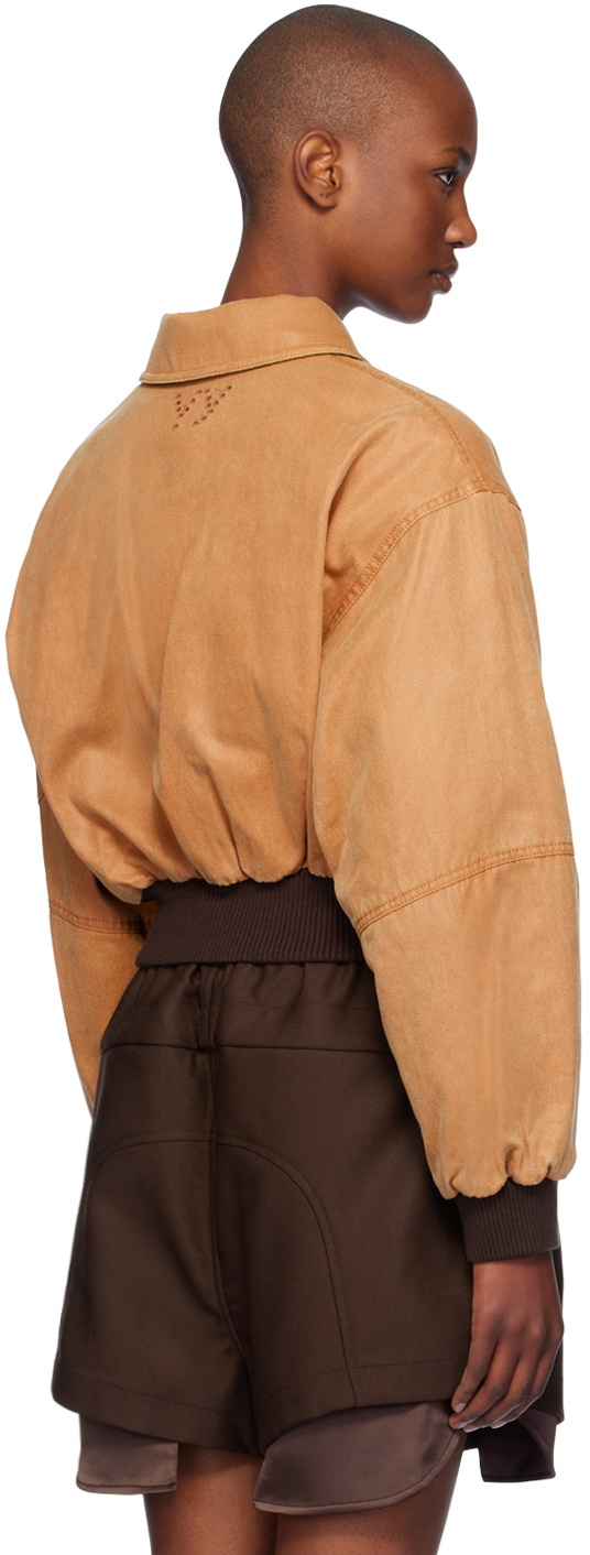 ジャケット [OPEN YY] PAPER LIKE CROP BOMBER : 2color OPEN YY Tan Paper Like Crop Bomber Jacket OPEN YY