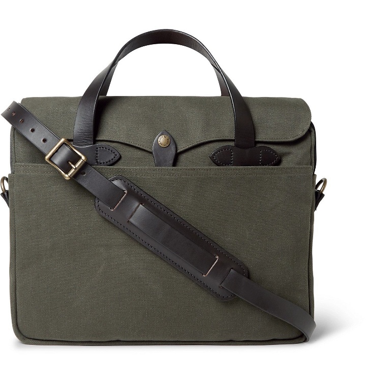 Photo: Filson - Original Leather-Trimmed Twill Briefcase - Green