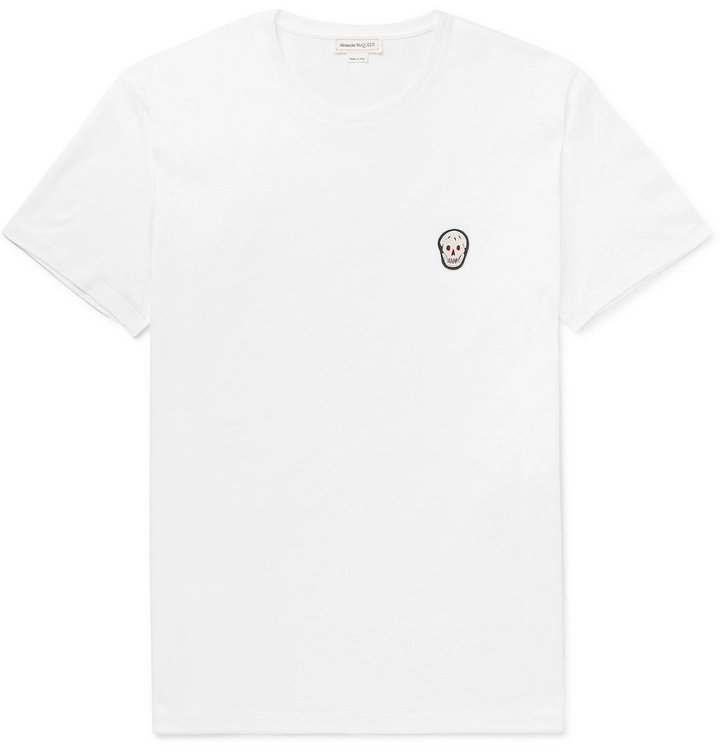 Photo: Alexander McQueen - Slim-Fit Skull-Embellished Cotton-Jersey T-Shirt - White