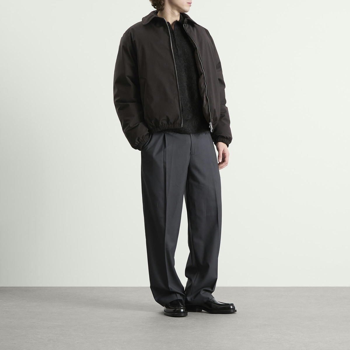 Auralee Men's Super Kid Mohair Polo in Ink Black