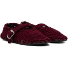 ALAÏA Burgundy Satin Cord Ballerina Flats