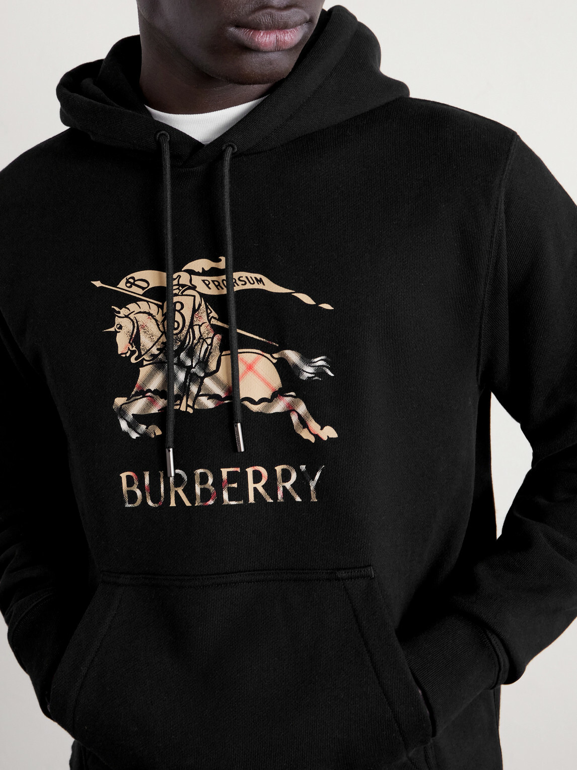 Burberry - Logo-Print Cotton-Jersey Hoodie - Black Burberry