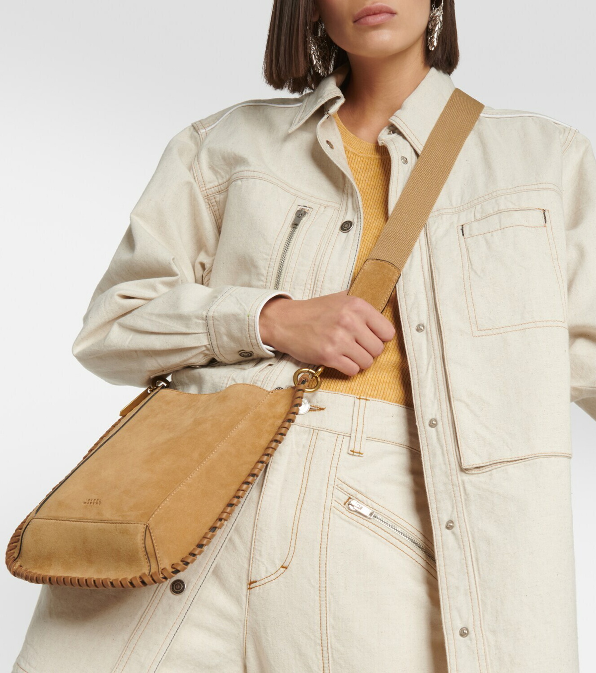 Isabel Marant Samara Suede Leather Shoulder Bag in Brown