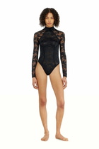Diesel Bodysuit in nylon lace with open back - Bodysuits Womens in Black