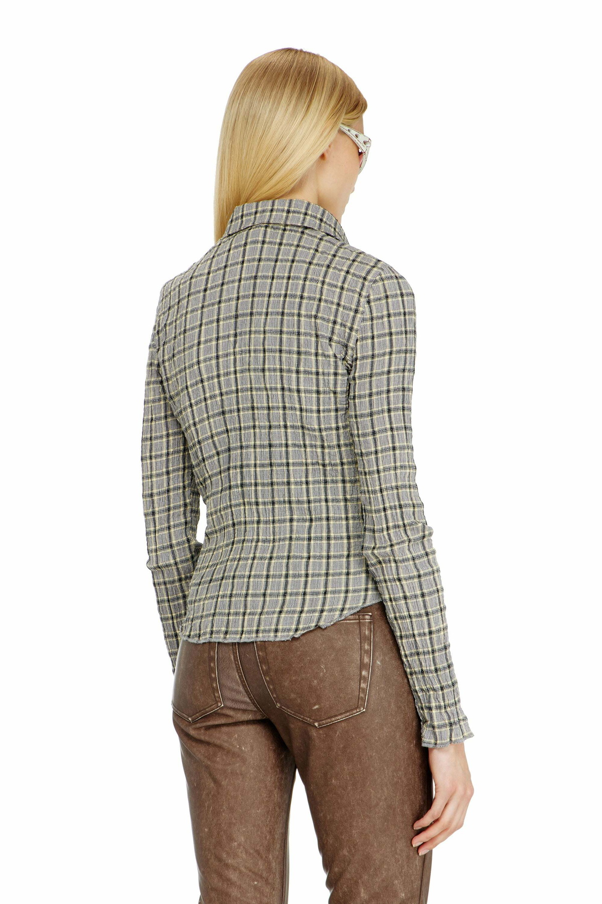 Diesel Check shirt with seersucker effect - Shirts Womens in Grey