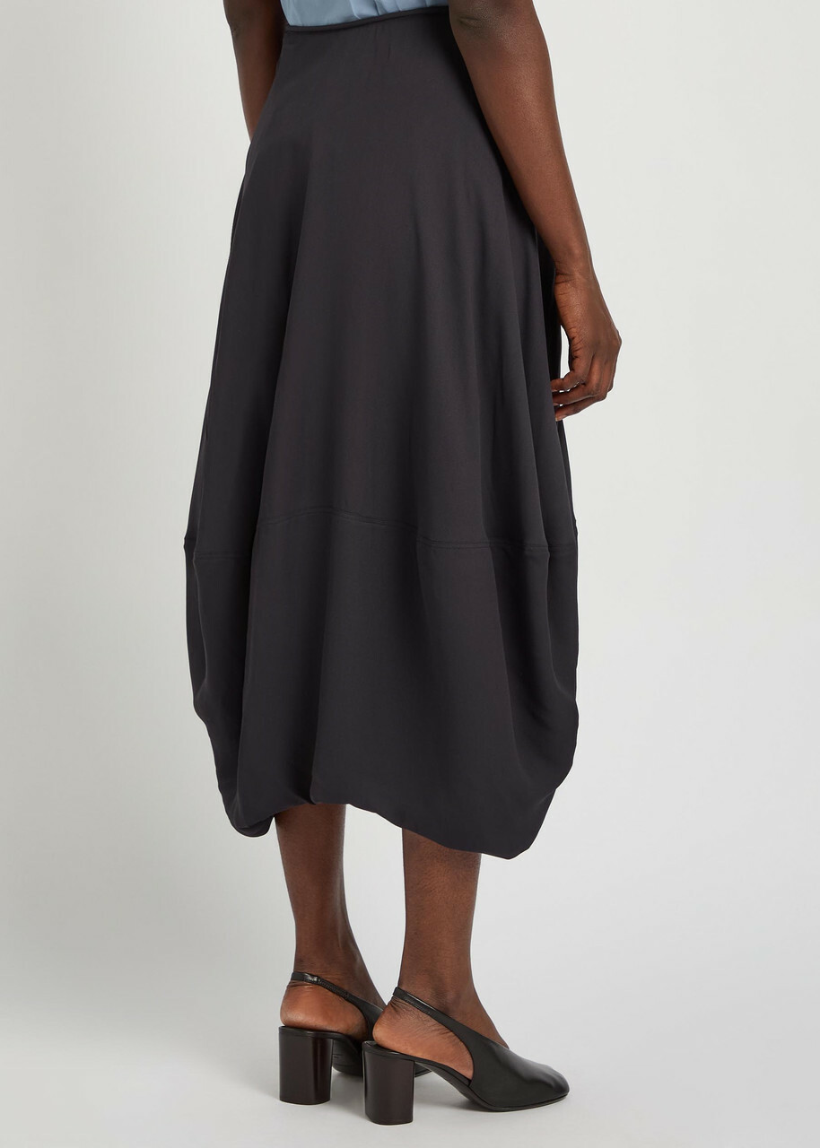 Lemaire Balloon Crepe Midi Skirt Dark Grey