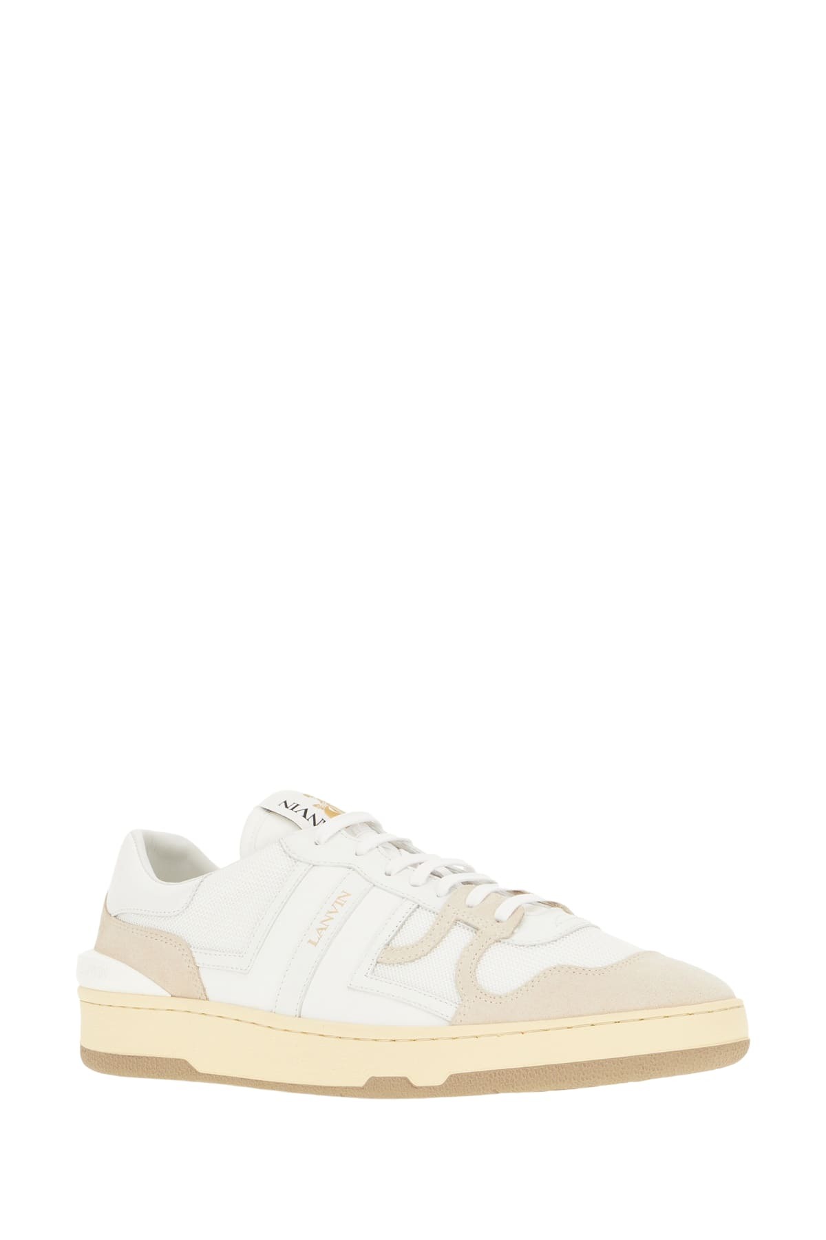 Lanvin Two-tone Leather And Fabric Clay Sneakers