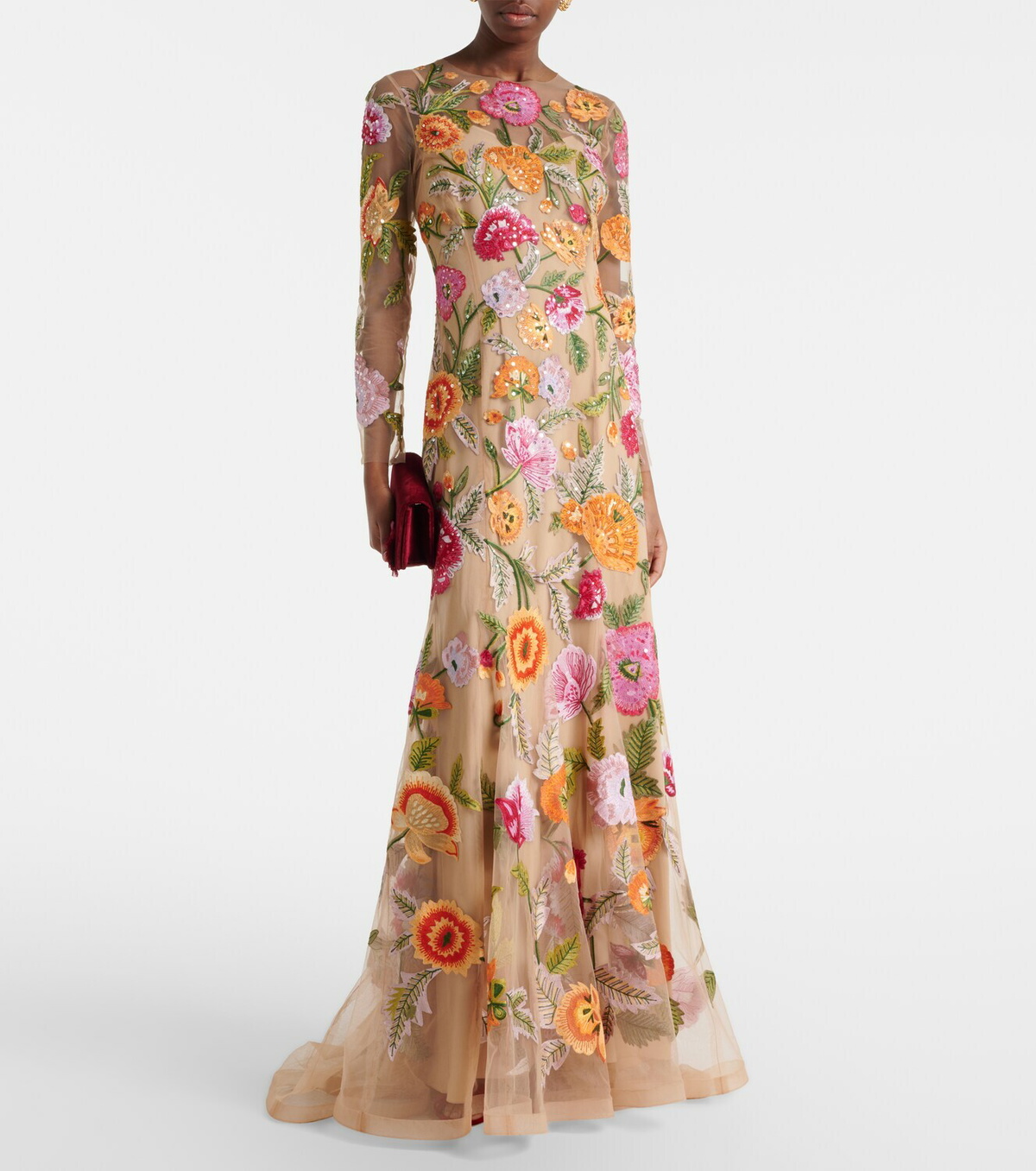 Carolina Herrera Embroidered floral tulle gown