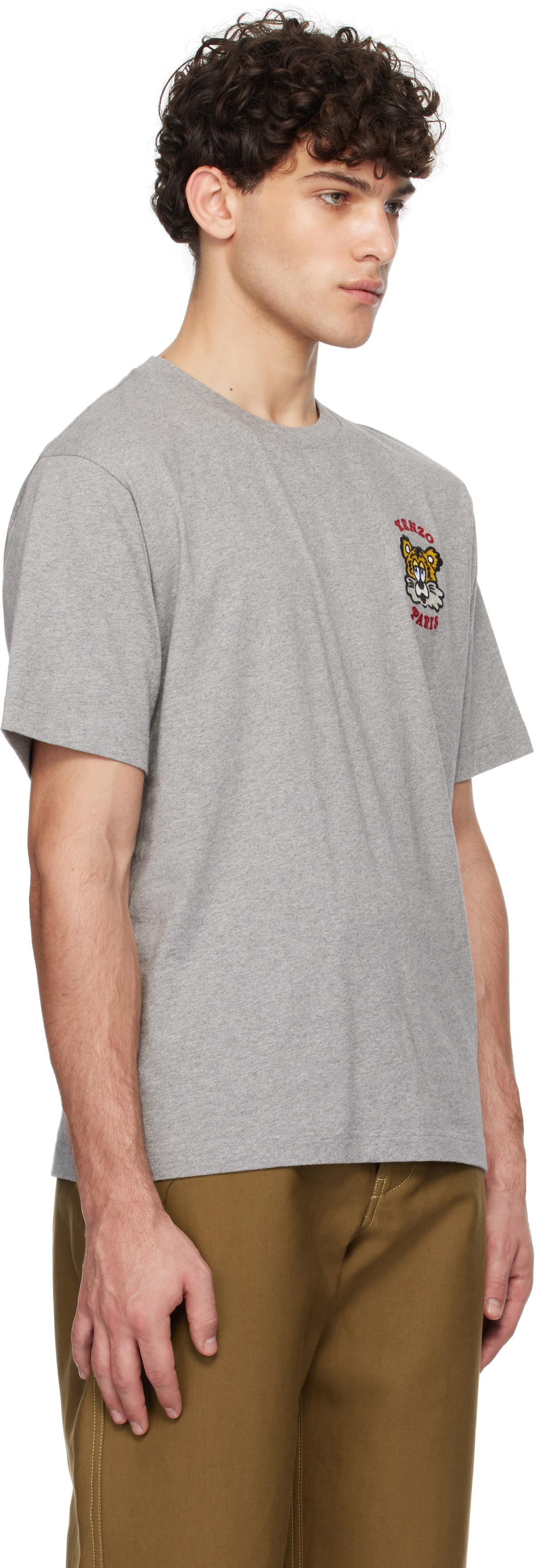 トップス KENZO PARIS VERDY T shirt Kenzo Gray Kenzo Paris VERDY Edition Embroidered T-Shirt Kenzo