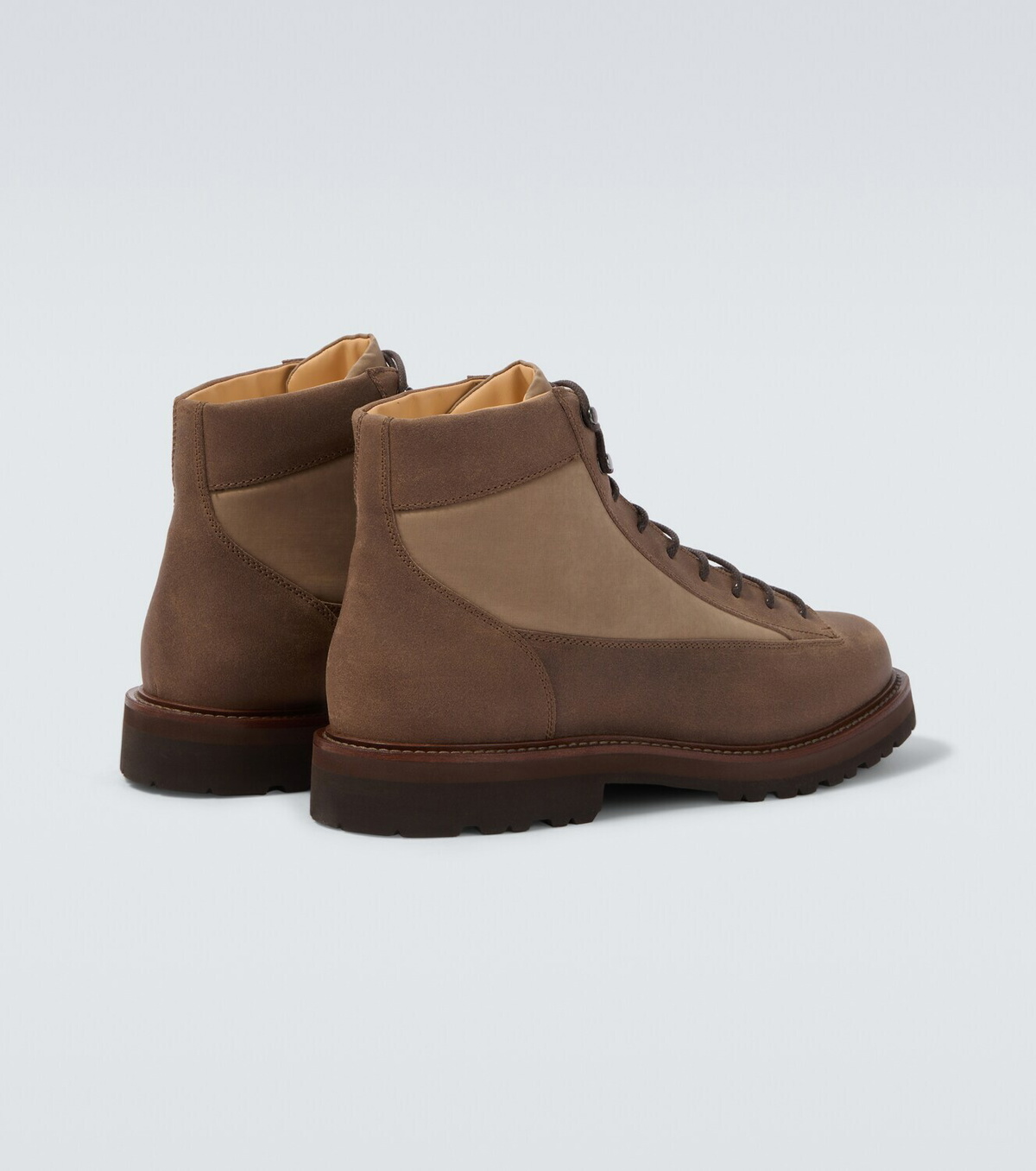 Brunello Cucinelli Suede-trimmed lace-up boots