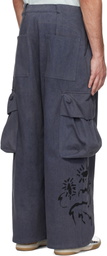 Collina Strada Blue Pleated Denim Cargo Pants
