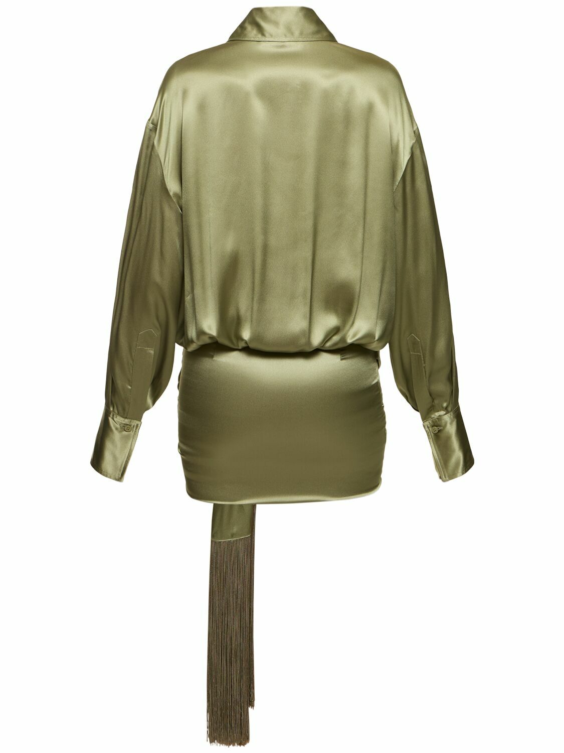 THE ATTICO Satin Long Sleeve Mini Dress The Attico