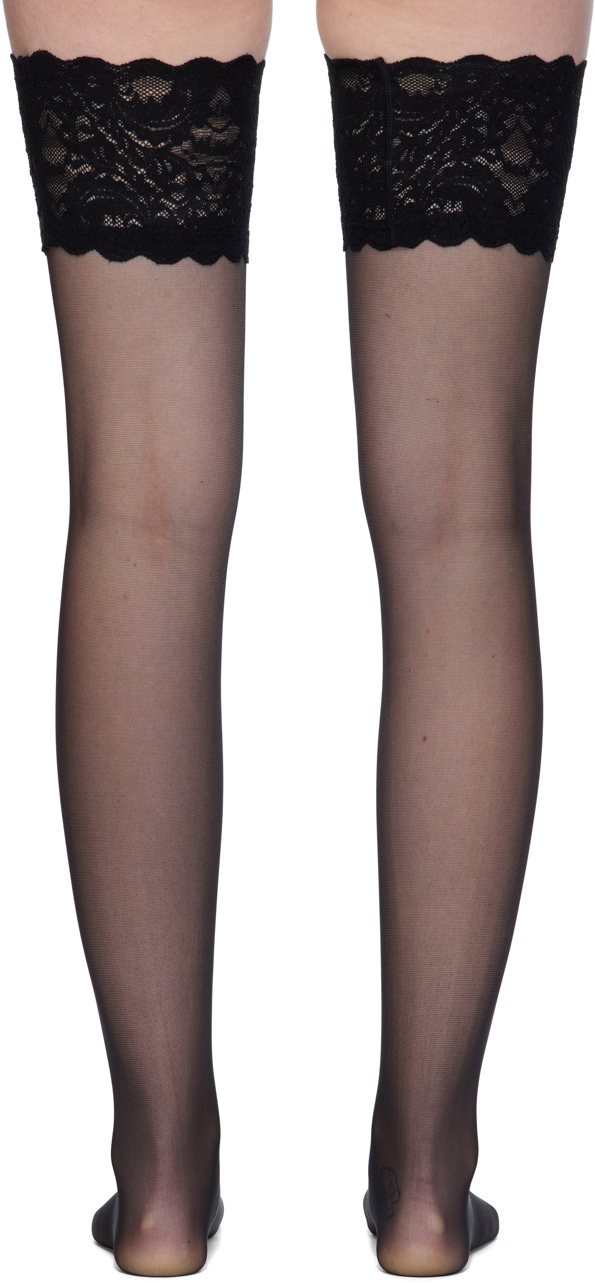 Wolford Black Satin Touch 20 Stay-Up Socks