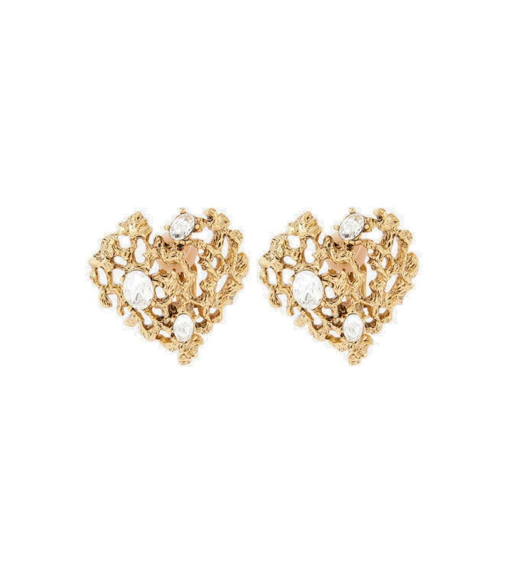 Photo: Oscar de la Renta Coral Heart embellished clip-on earrings