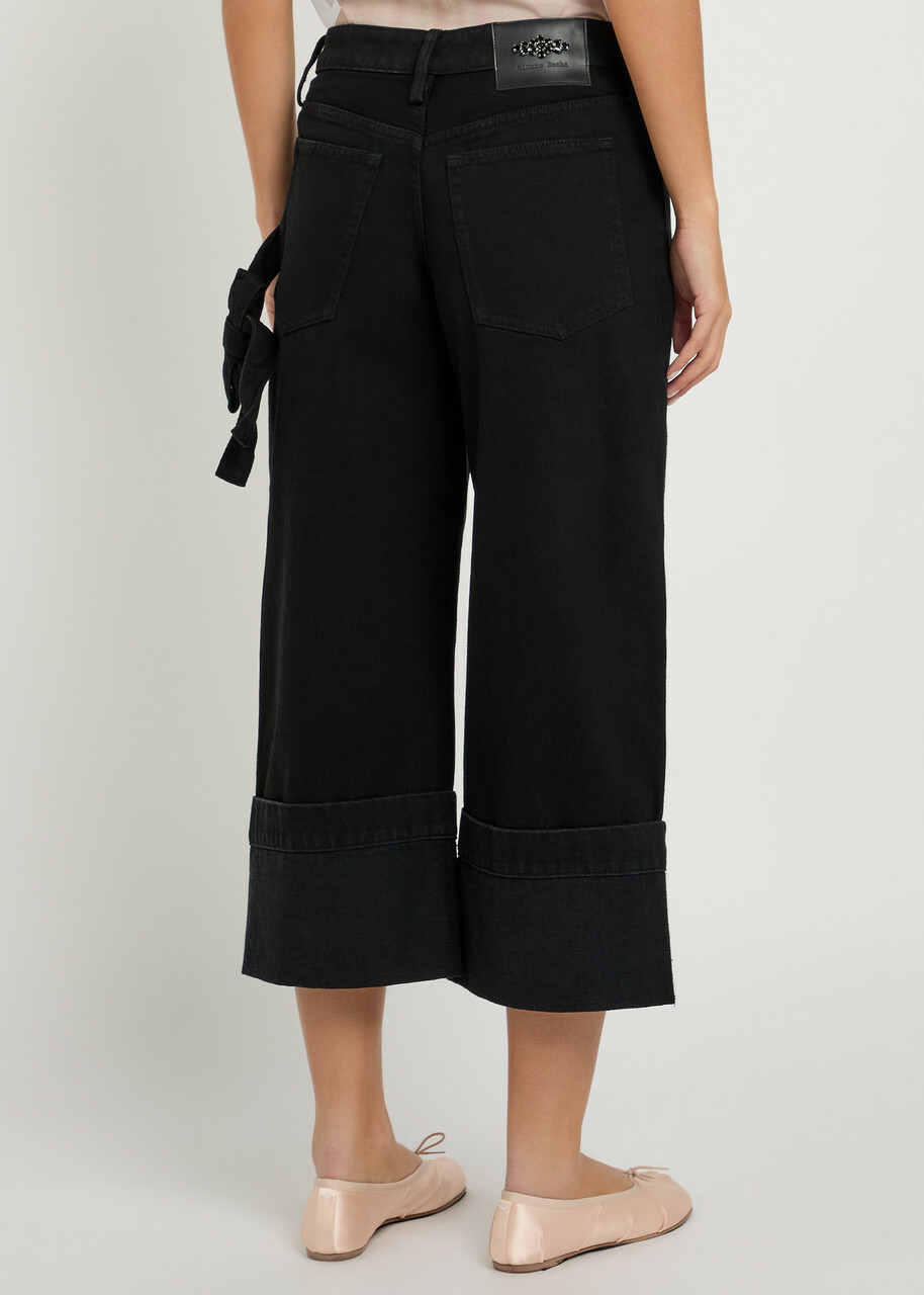 Simone Rocha Turn-up Straight-leg Cropped Jeans Black