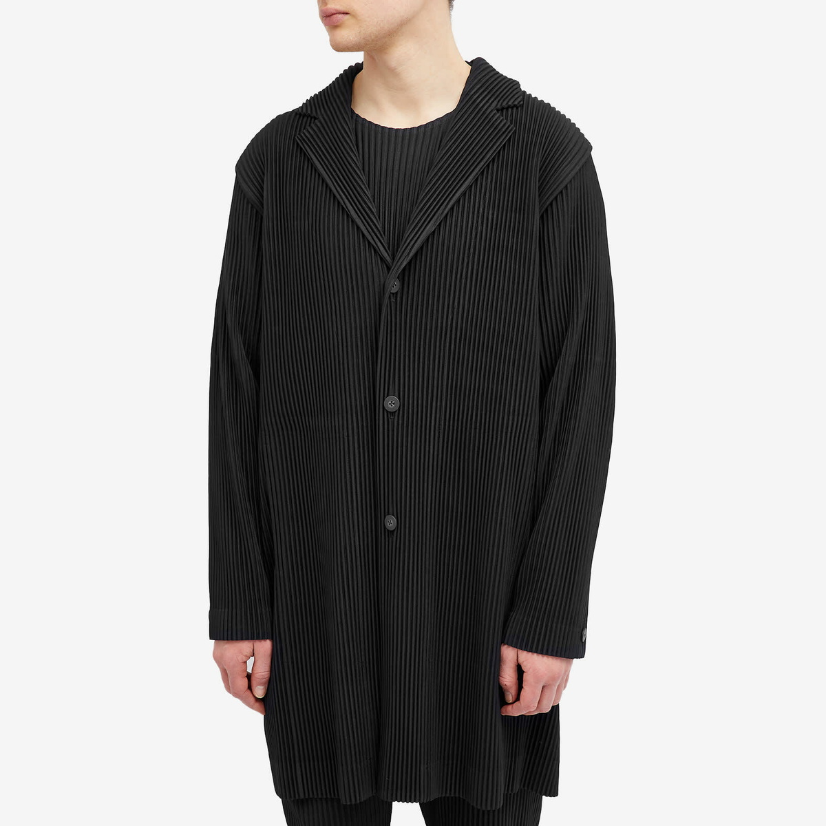 Homme Plissé Issey Miyake Men's Pleated Single Breasted Jacket in