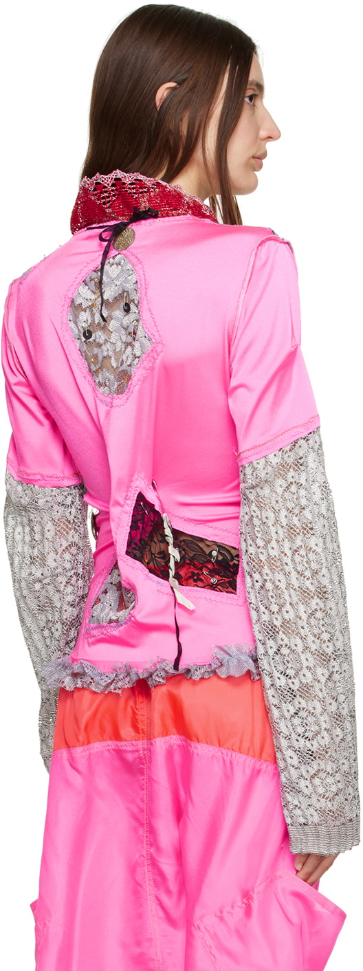 SC103 Pink Paneled Blouse