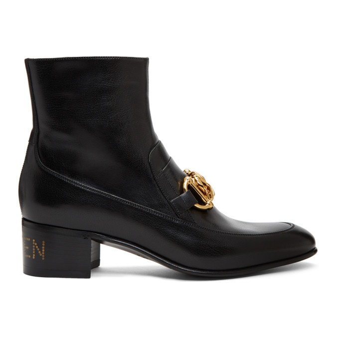 Photo: Gucci Black Kitten Horsebit Chain Boots