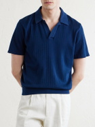 Oliver Spencer - Westcott Open-Collar Organic Cotton Polo Shirt - Blue