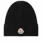Moncler Men's Cotton Logo Beanie in Black 
