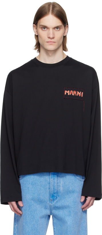 Photo: Marni Black Logo Patch Long Sleeve T-shirt