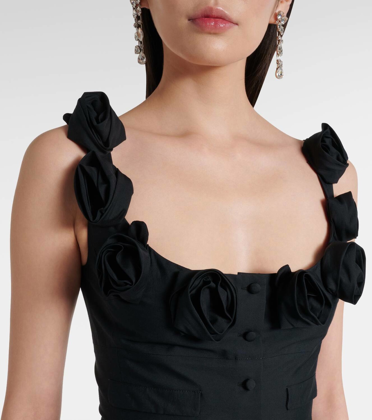 Giambattista Valli Floral-appliqué cotton poplin gown