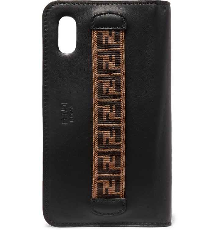 Photo: Fendi - Logo-Jacquard Stretch Webbing-Trimmed Leather iPhone X Case - Black