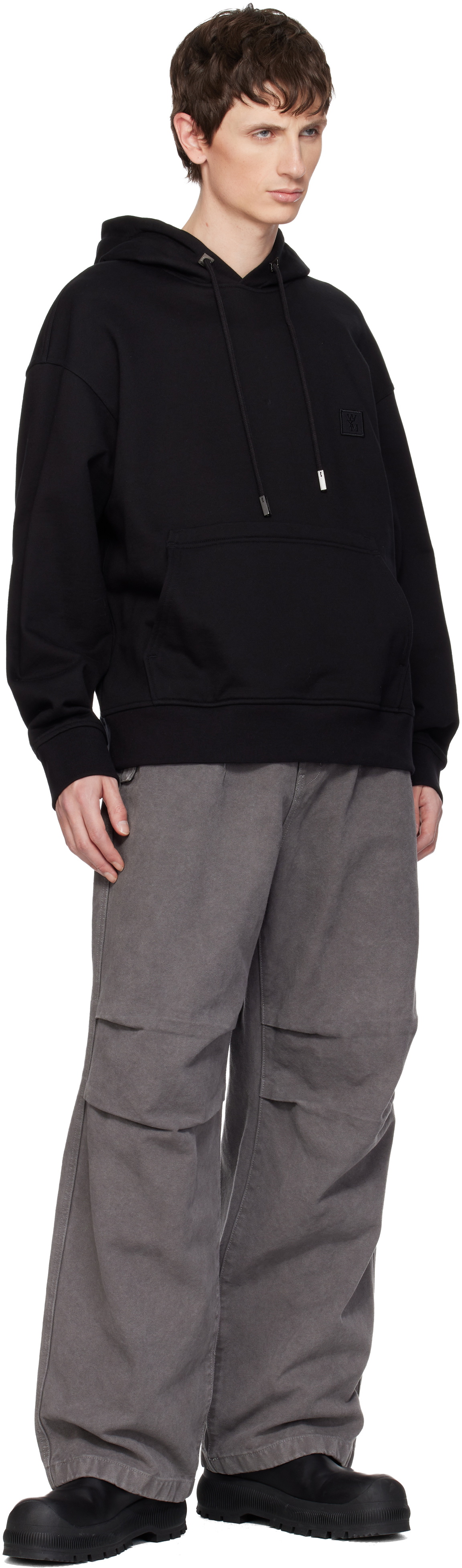 WOOYOUNGMI Black Flower Back Logo Hoodie