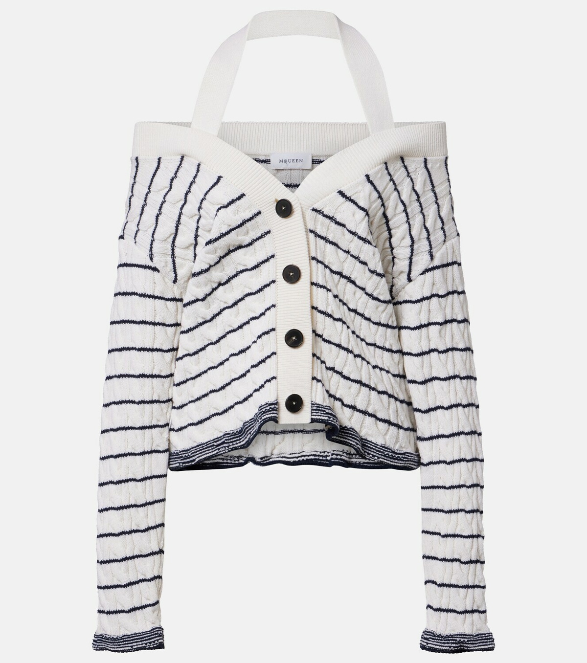McQueen Cable-knit striped cardigan