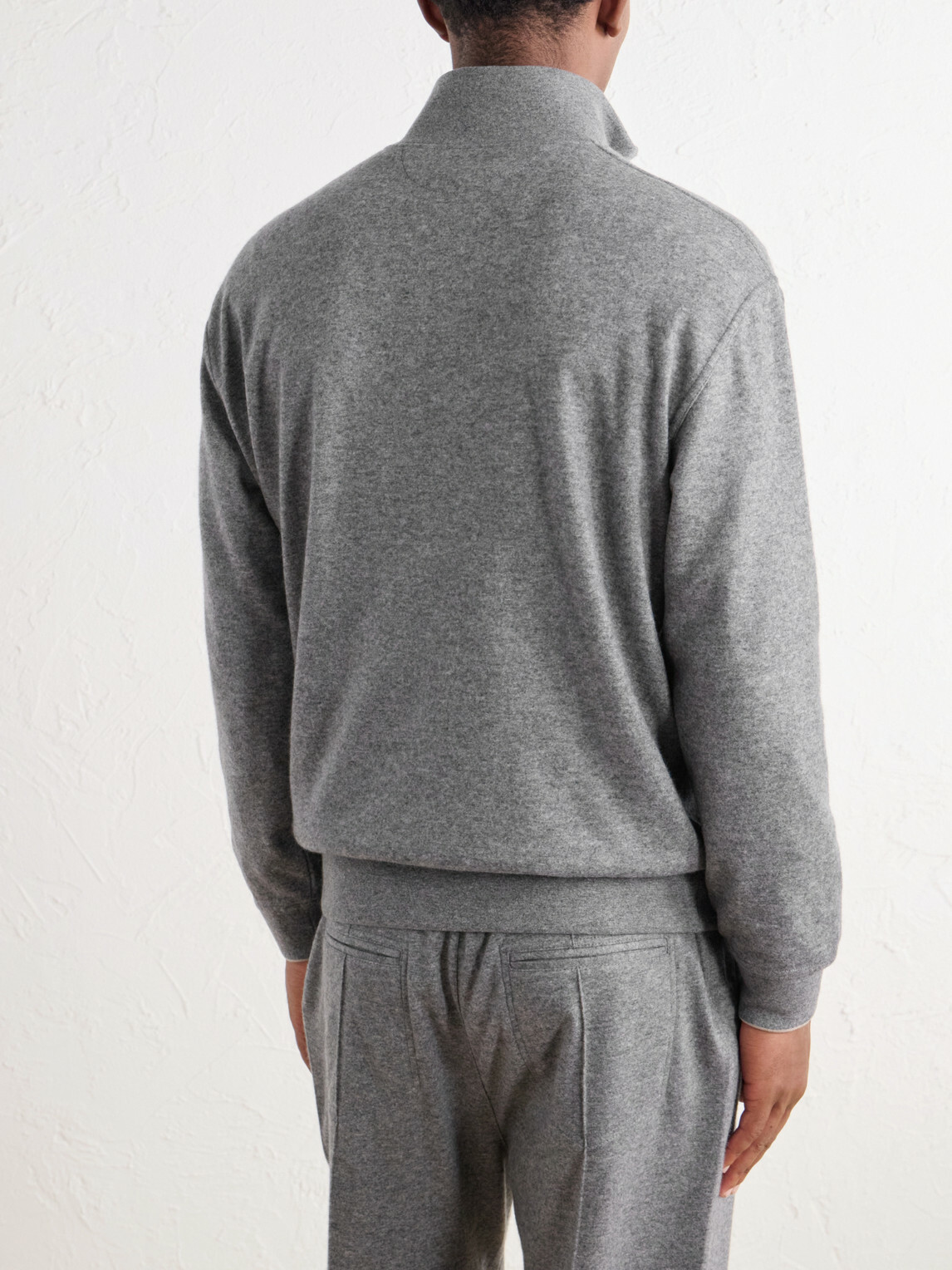 Brunello Cucinelli - Logo-Embroidered Cashmere Half-Zip Sweater - Gray