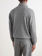 Brunello Cucinelli - Logo-Embroidered Cashmere Half-Zip Sweater - Gray