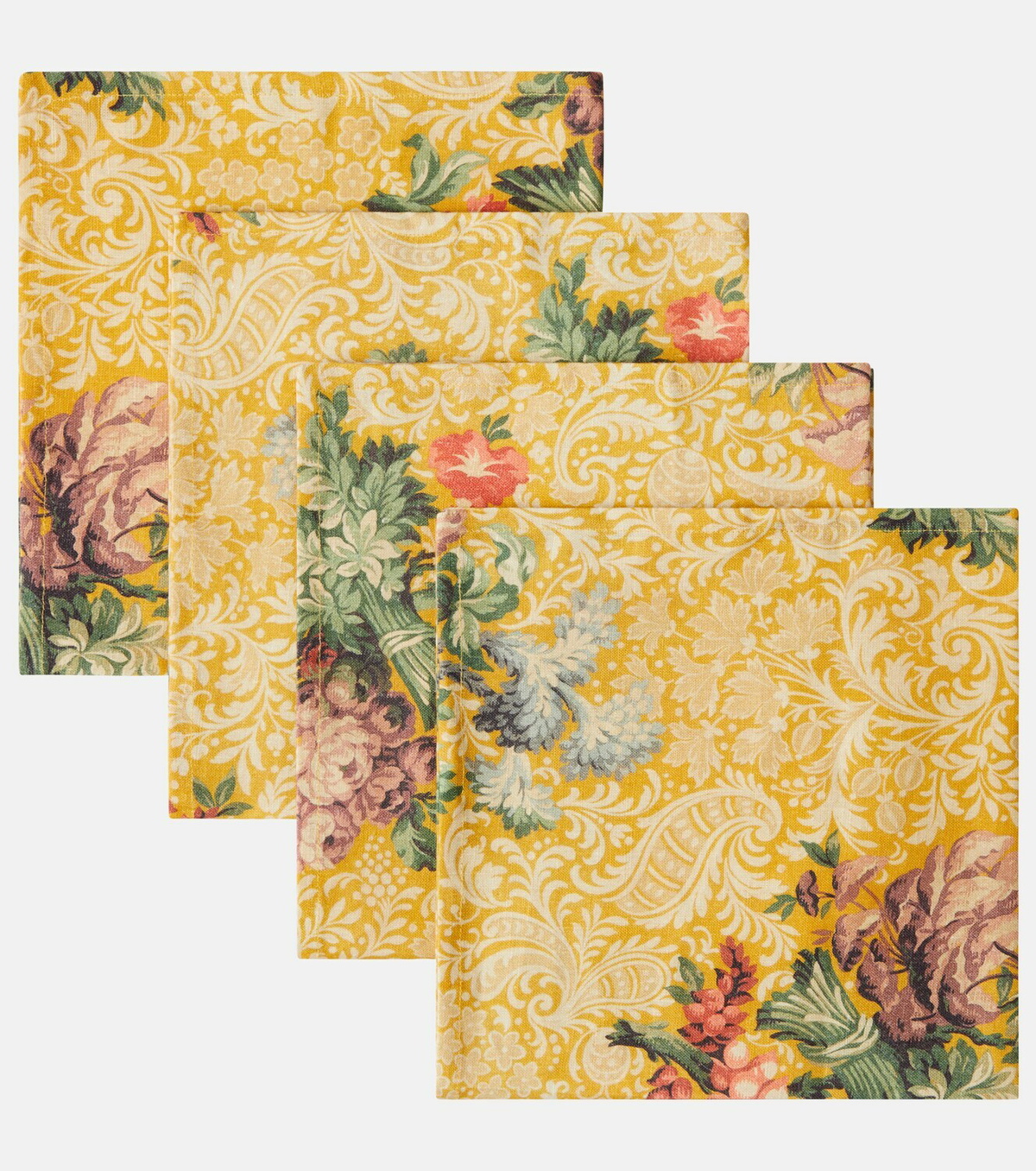 Cabana Peonia set of 4 linen napkins