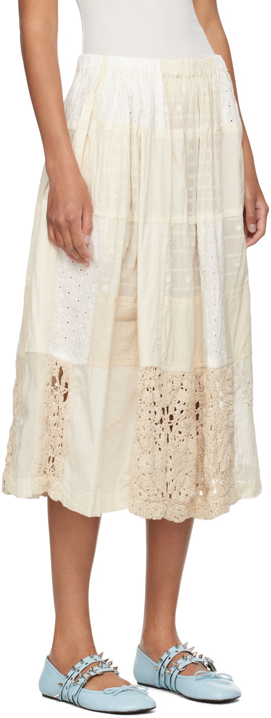 Tao Comme Des Garçons Off-White Patchwork Midi Skirt