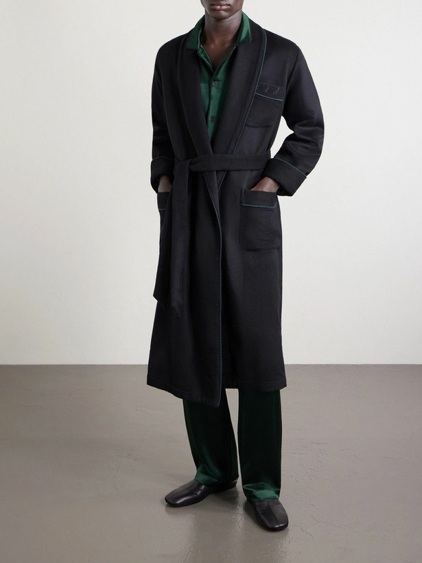 Photo: Enfants Riches Déprimés - Logo-Embroidered Belted Wool and Cashmere-Blend Robe - Black