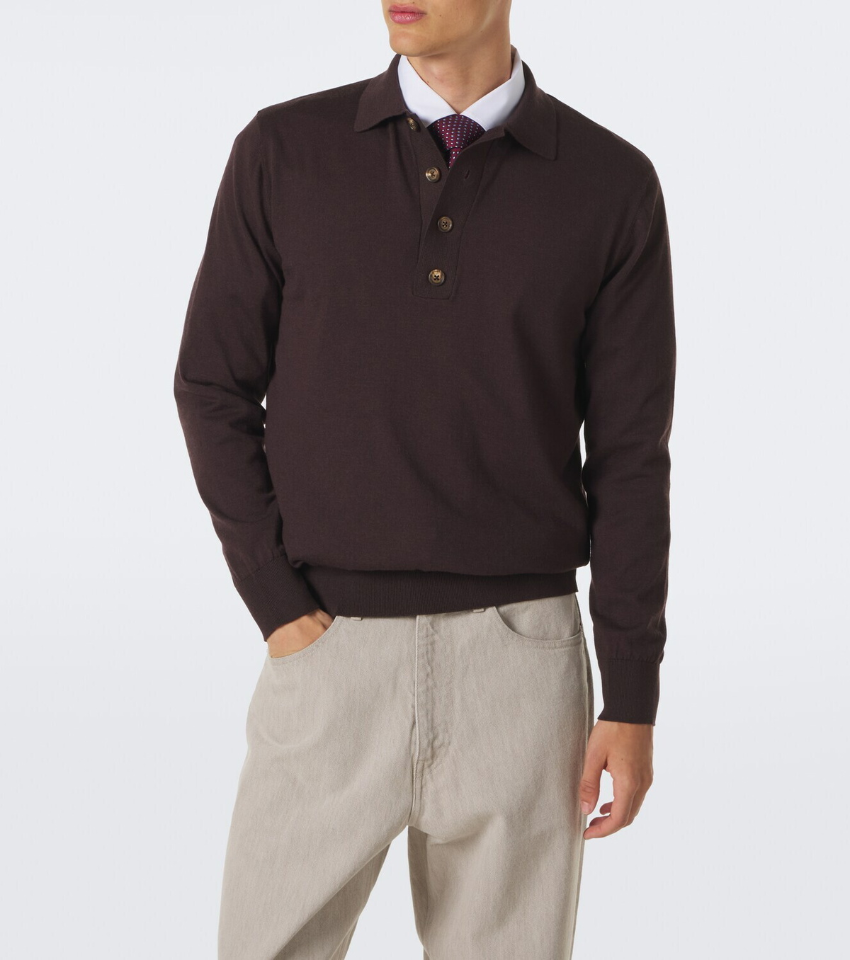 Eleventy Cotton and cashmere polo sweater