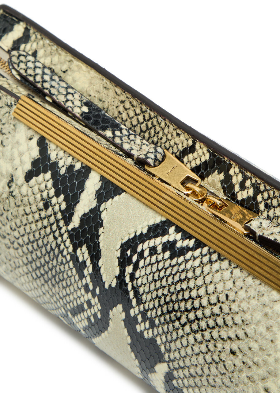 Khaite Donna Snake-effect Leather Clutch - Natural - One Size