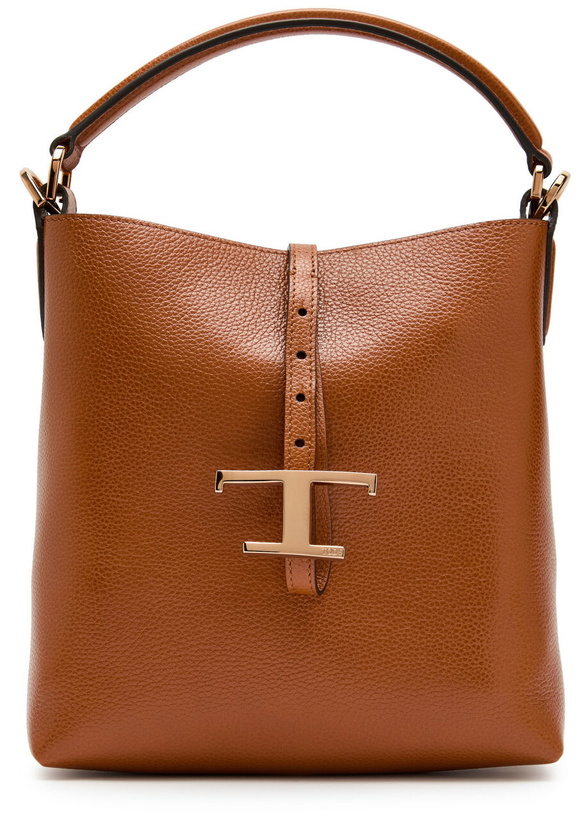 Photo: Tods T-plaque Grained Leather top Handle bag - Tan - One Size