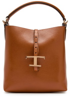 Tods T-plaque Grained Leather top Handle bag - Tan - One Size