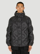 Quilted Logo Hooded Jacket in Black