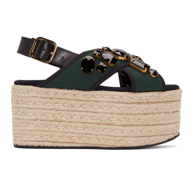 Marni Green Criss-Cross Platform Sandals Marni