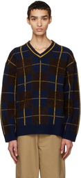 Kenzo Navy & Brown Kenzo Paris Check Sweater