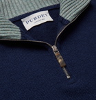 Purdey - Slim-Fit Mélange Cashmere Half-Zip Sweater - Blue